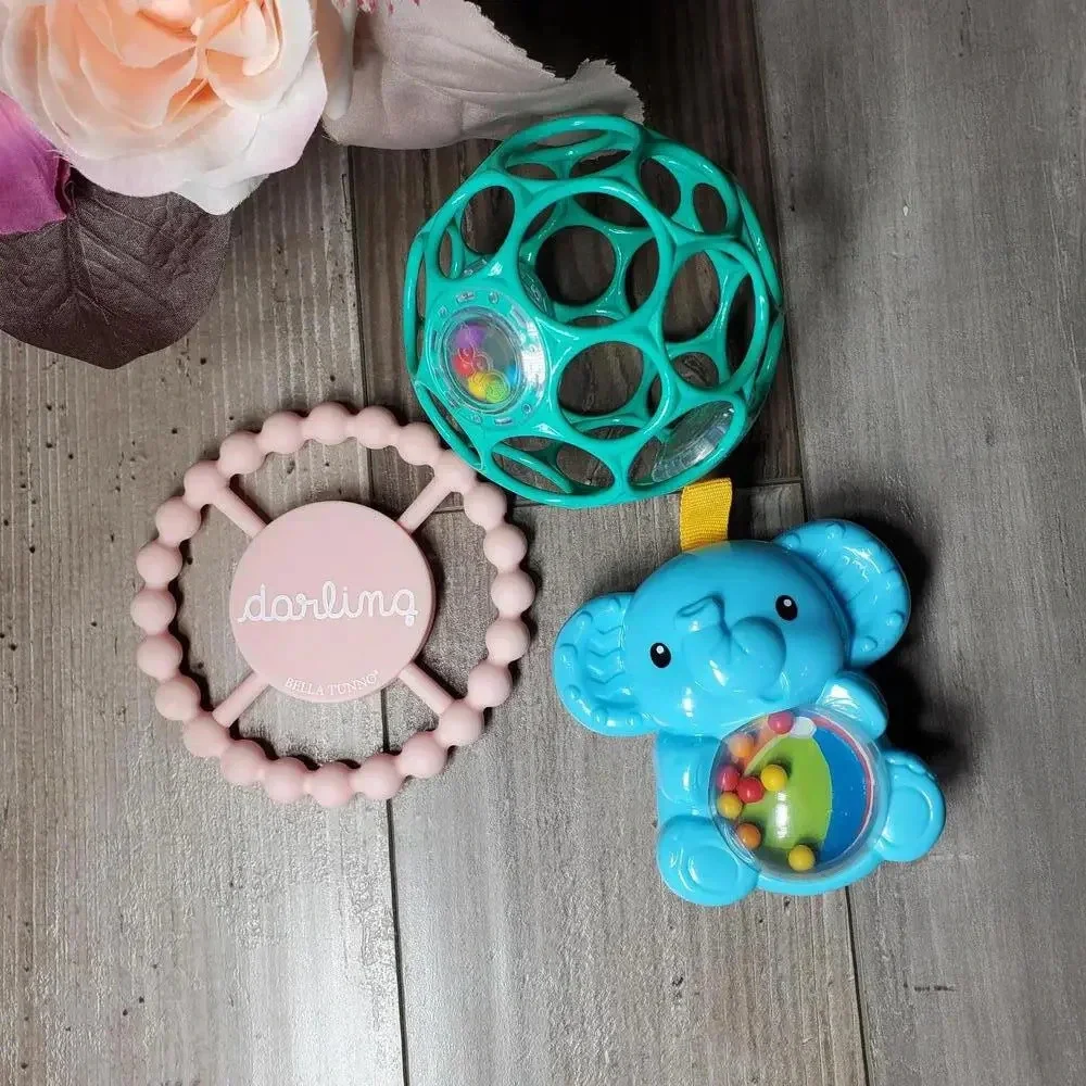 Baby Teether Rattle Toy Bundle 3 Pc EUC